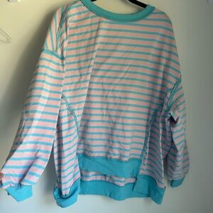 Striped Pink and Blue Sweatshirt